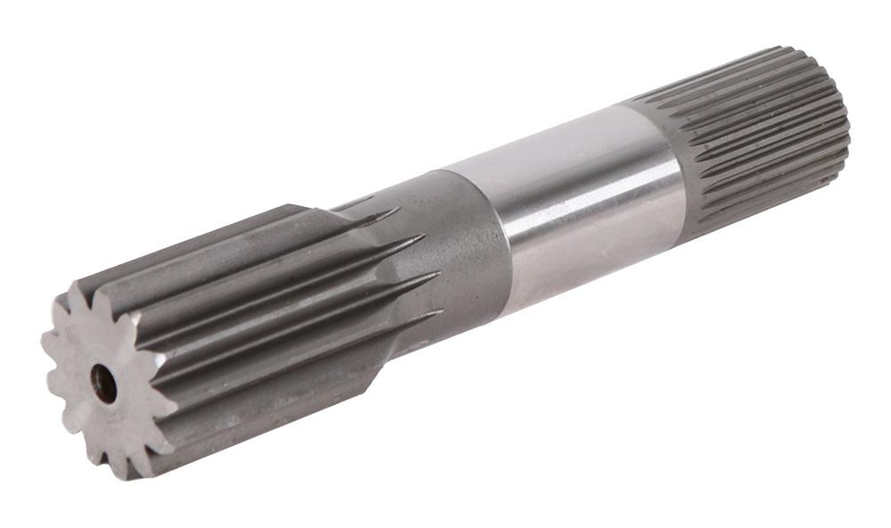 Front axle shaft, short, L=221 mm, 13 splines Ø45.5 mm 29 splines Ø37.7 mm, relief Ø37.9 mm, Case, New Holland, Komatsu